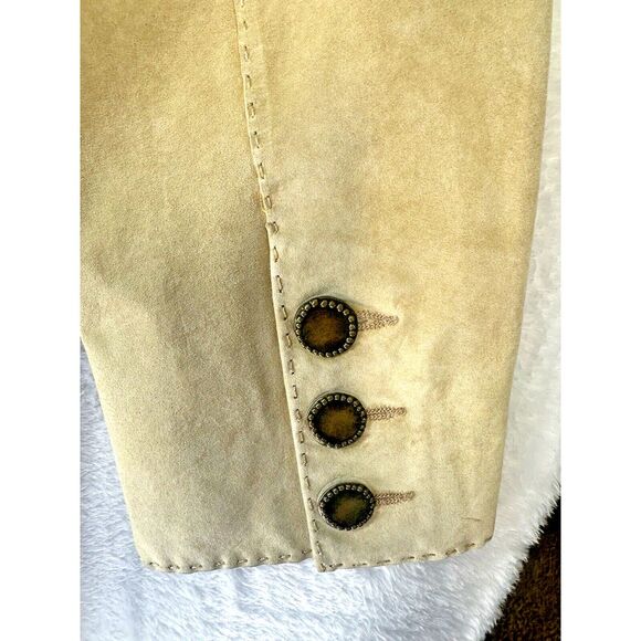 Coldwater Creek 100% Suede Leather Jacket Women's Large Tan Long Western *READ* - Picture 7 of 11